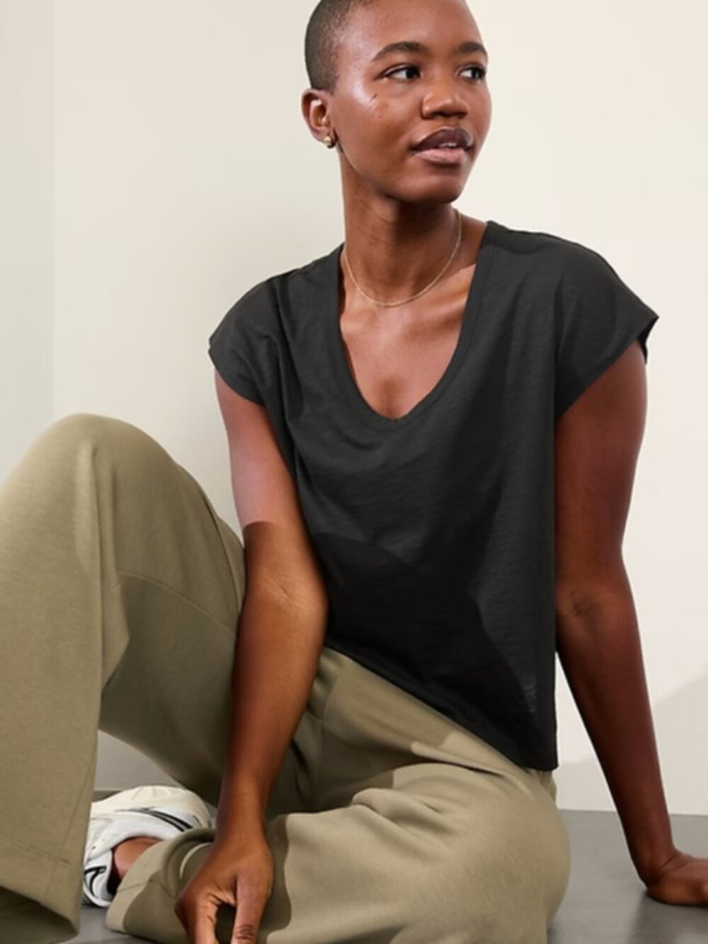 New Athleta Classic Slub Tee in Black